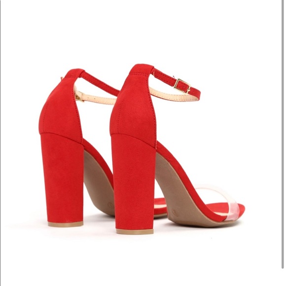 Red with clear strap Fashion nova heels, size 7 - Picture 3 of 5
